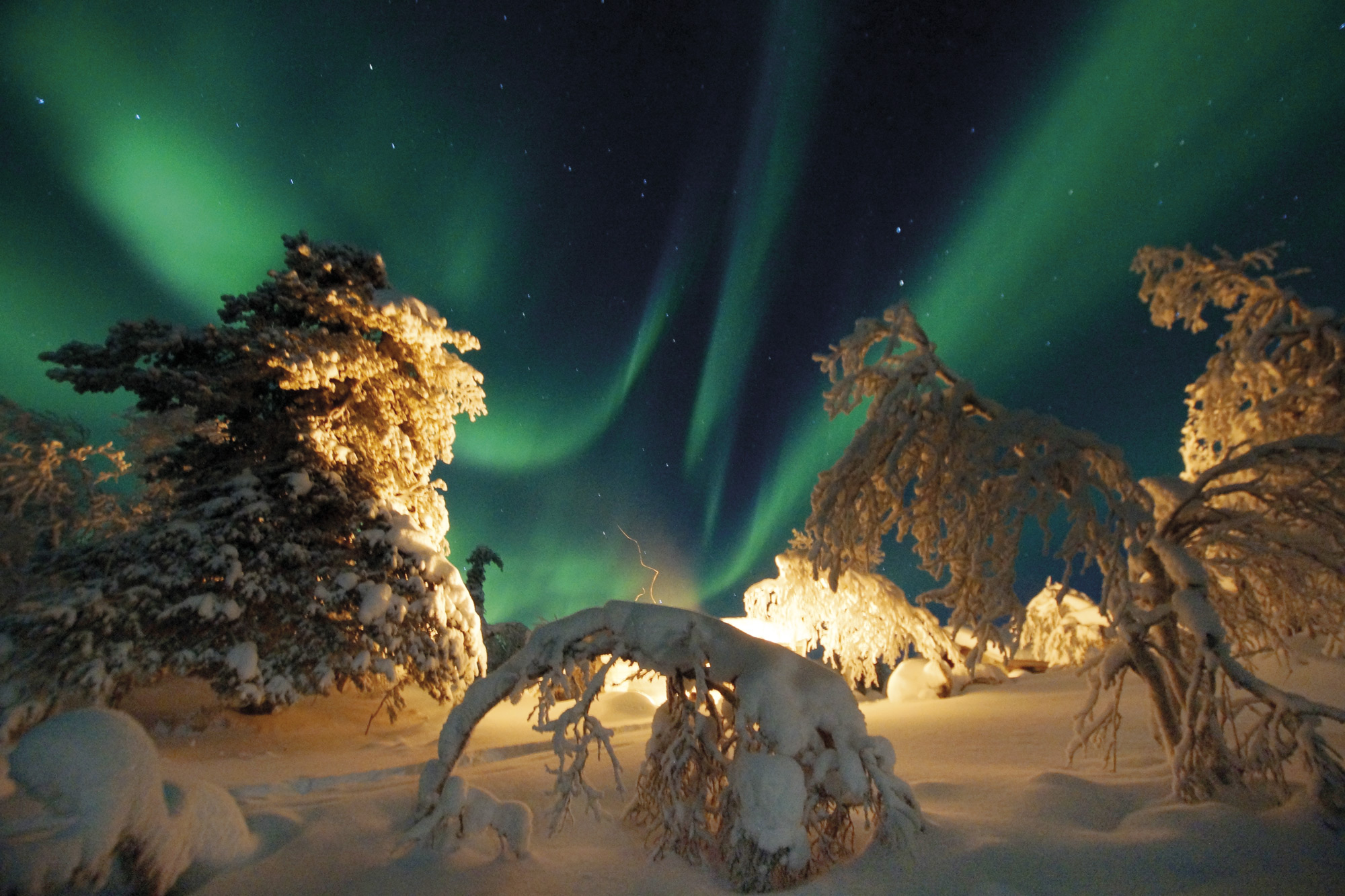 Northern lights in Tankavaara Gold Village